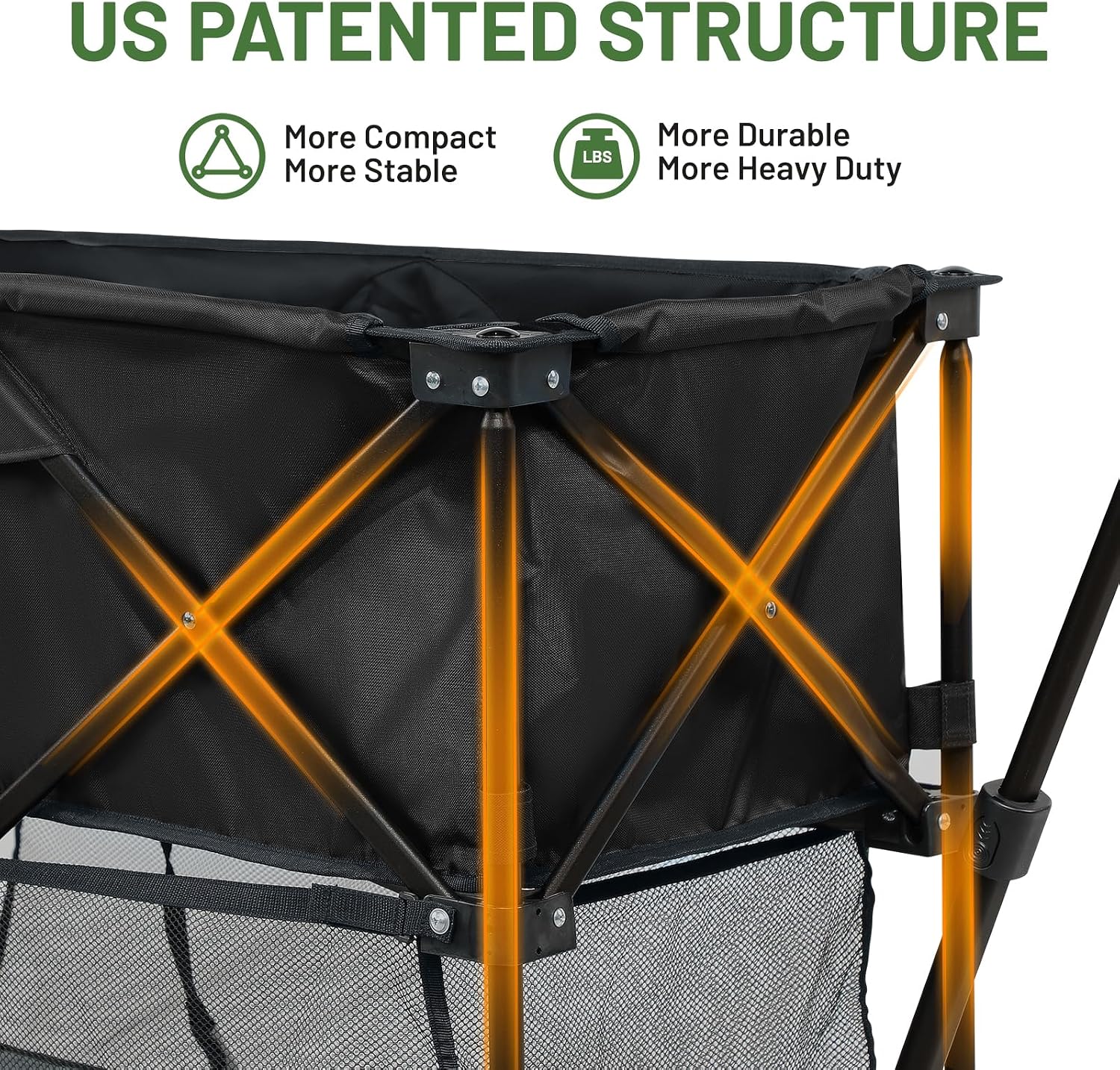 TIMBER RIDGE 400L Folding Double Decker Wagon with Brakes, 54" Extra Long | Extender Wagon Cart, 450lbs Heavy Duty Collapsible Cart with All-Terrain Big Wheels for Camping, Sports, Shopping - Image 5