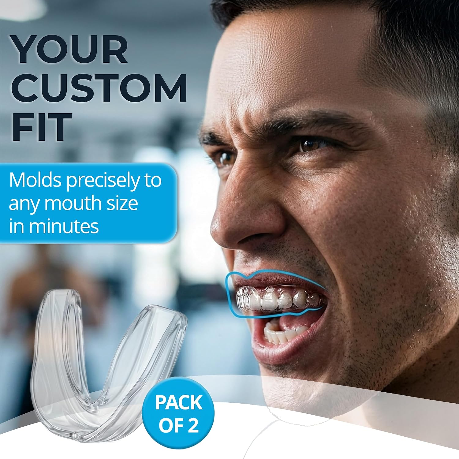 Professional Sport Mouth Guards- 2 Pack - No BPA - Safe Clear Color - No Color Additive - Athletic Teeth Mouth Guards - Fit Any Mouth Size - Custom Fit - Free Carrying case Included - Image 2