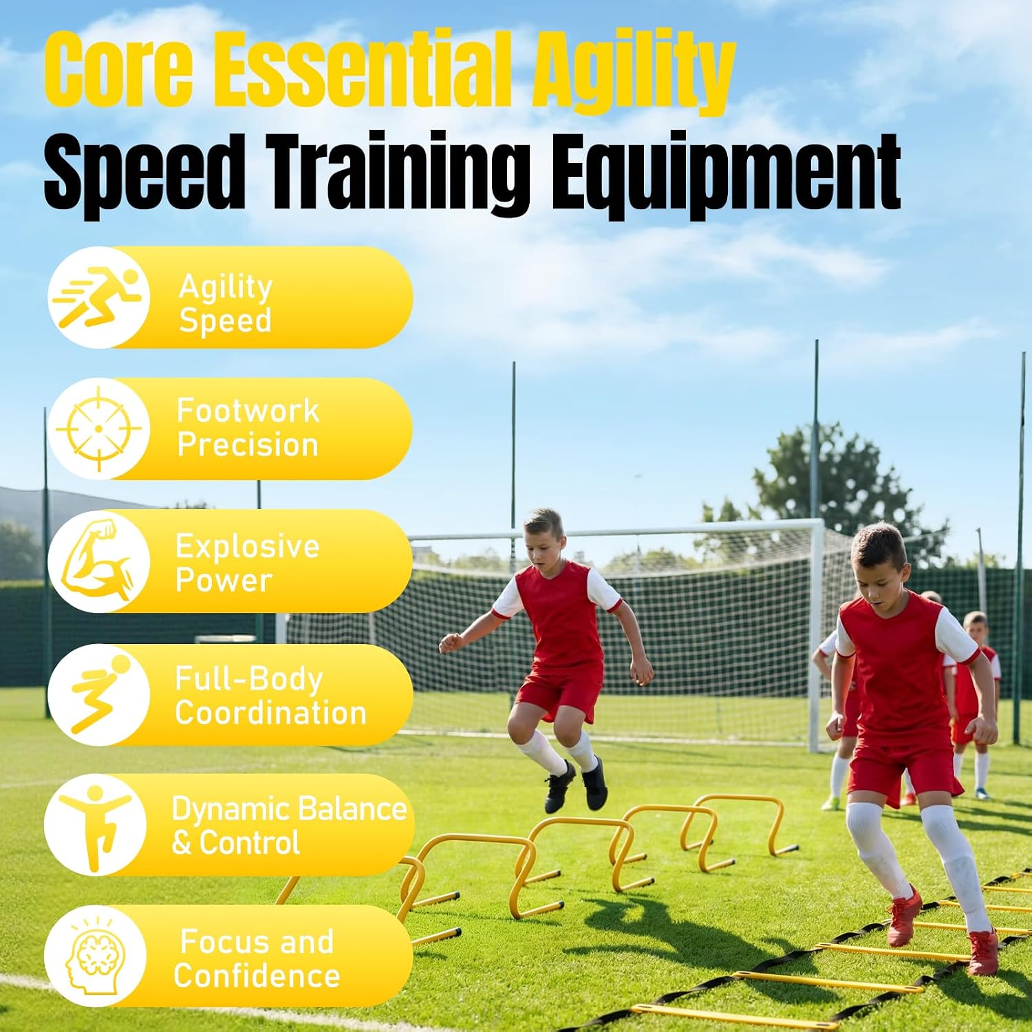 Agility Ladder,Soccer Training Equipment Set,20ft Speed Ladder,4 Agility Hurdles,Football Basketball Training Equipment,Football Accessories for Kids Youth Adults | Footwork, Speed & Agility Training - Image 7
