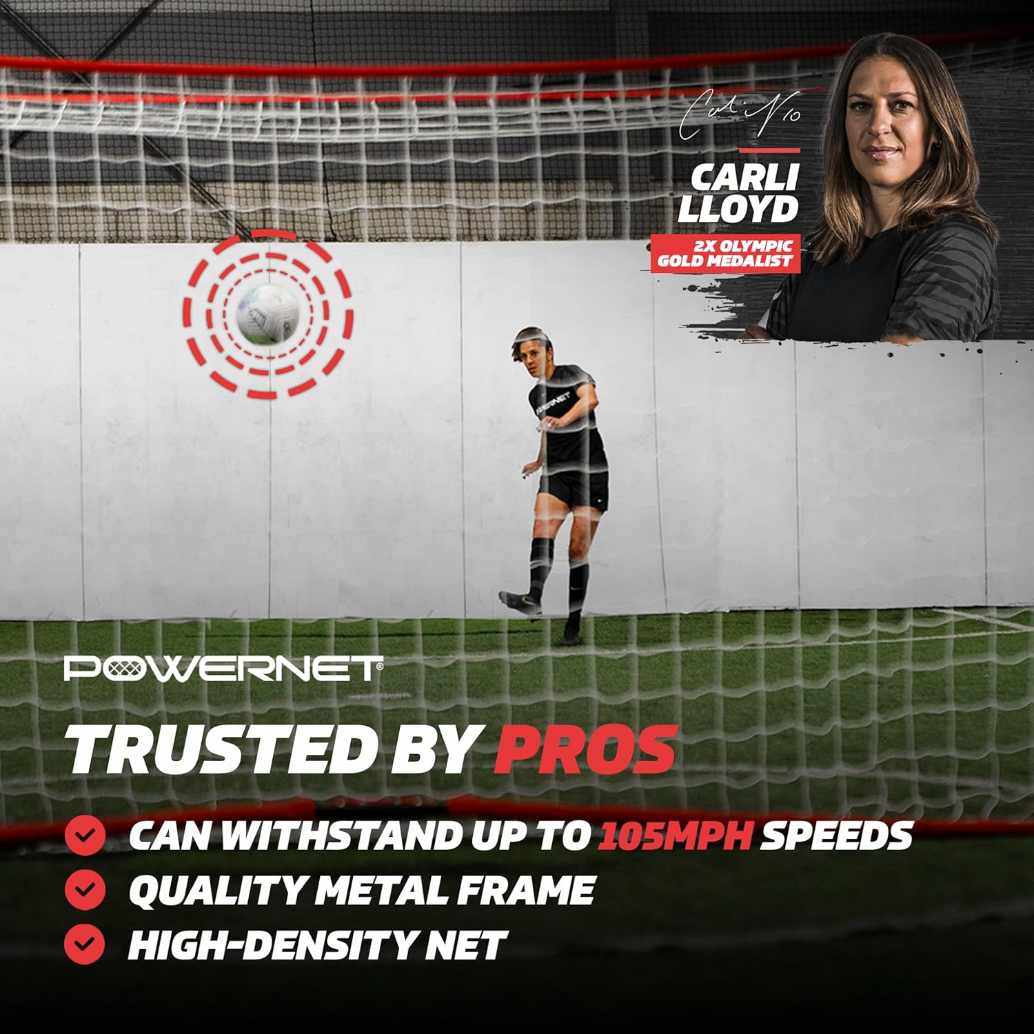 PowerNet Soccer Goal for Backyard, 3Mx2M / 6x4 / 8x4 / 12x6 / 14x7 /18.5x6.5 / 21x7 / 24 x 8 Portable Soccer Net, Sports & Outdoors Training Equipment, Quick Setup 1 Goal & Zipper Storage Bag - Image 2