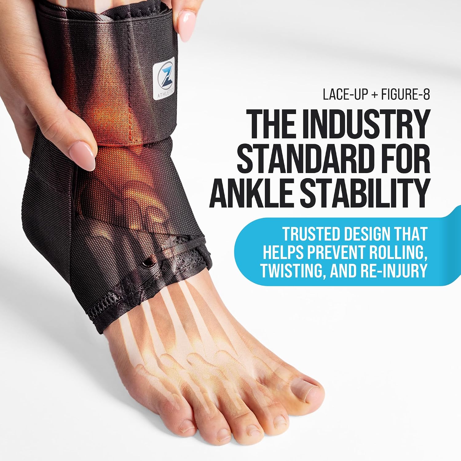 Reinforced Lace Up Ankle Brace for Men & Women, Sprained Ankle Support | Basketball, volleyball, and running, Fits inside shoes, Achilles tendonitis support, Either foot, Hand washable - Image 2