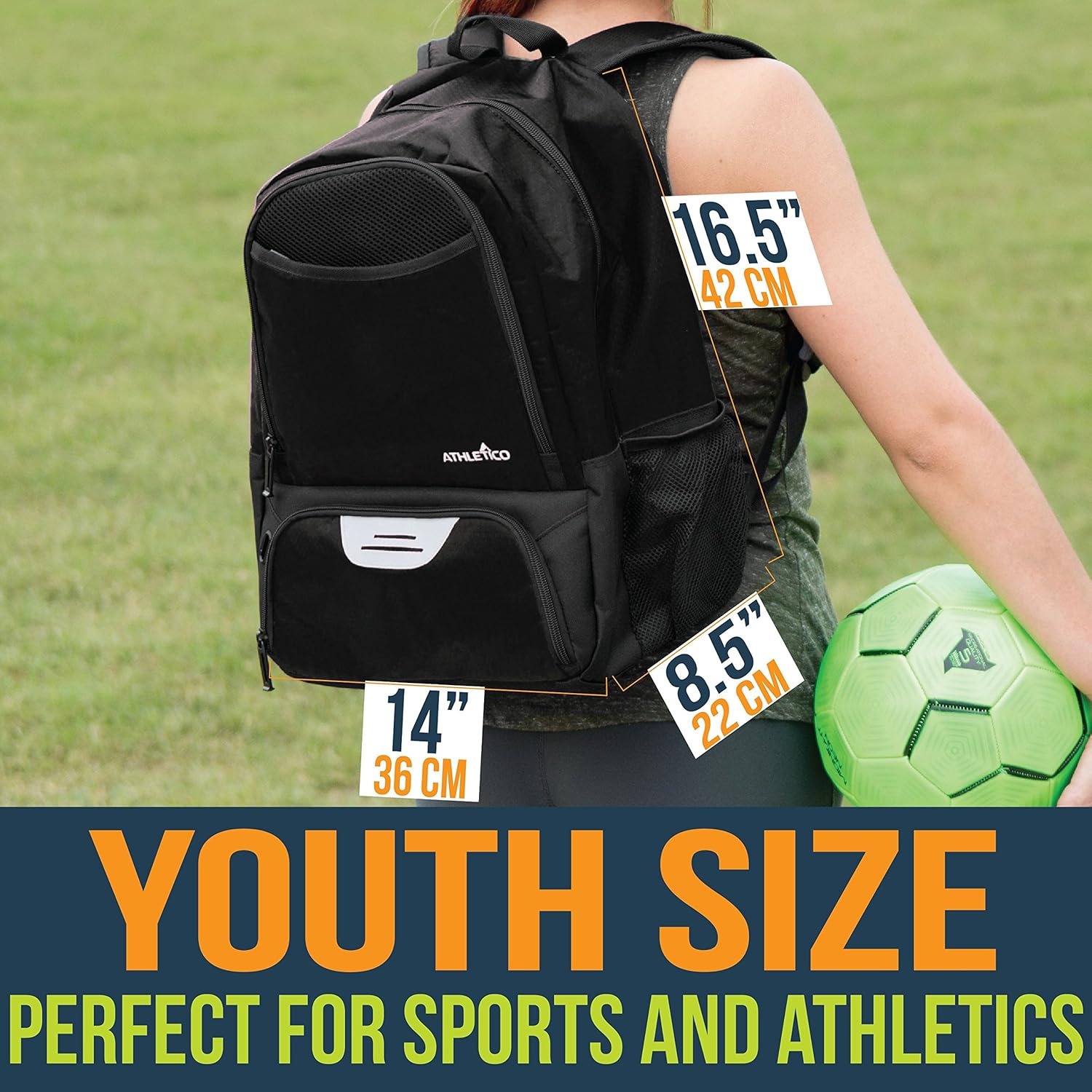 Athletico Youth Soccer Bag - Soccer Backpack & Bags for Basketball, Volleyball & Football | Includes Separate Cleat and Ball Compartment - Image 3