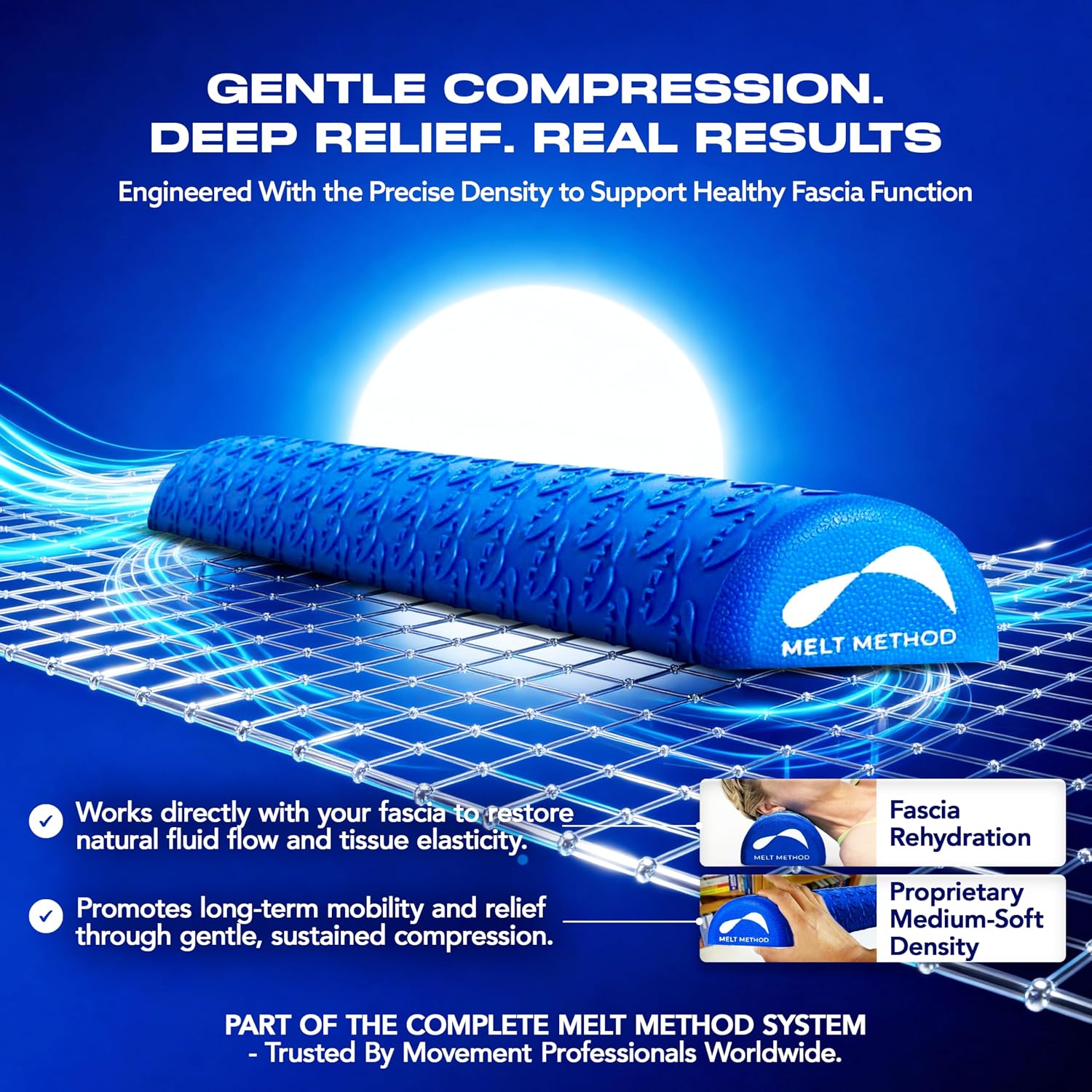 MELT Method 36 Inch Half Foam Roller for Back w/FasciaTherapy Technology - Low Density Soft Foam Roller for Physical Therapy - Half Round & Soft - Great for Pilates & Gentle Muscle Recovery - Image 2