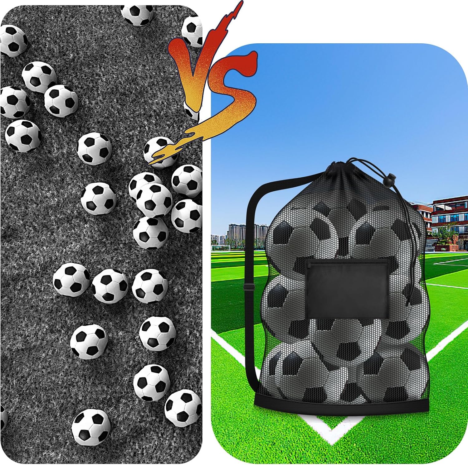 Extra Large Soccer Ball Bag, 40"x30" Drawstring Heavy Duty Mesh Net | Hold 10-12 Basketball Volleyball, Adjustable Strap and Pocket, Sport Sack for Coaches, Teams, Gym Equipment, Swimming Gear - Image 7