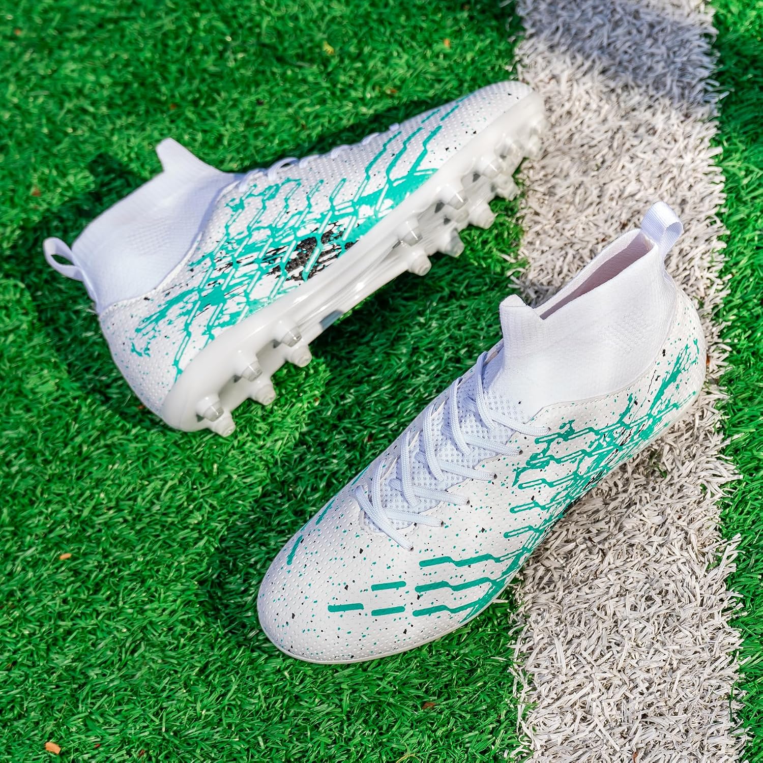 Unisex Soccer Cleats Lightweight No-Tie Lacing System Multi-Surface Football Shoes with Ankle Support for Beginners to Advanced Players - Image 2