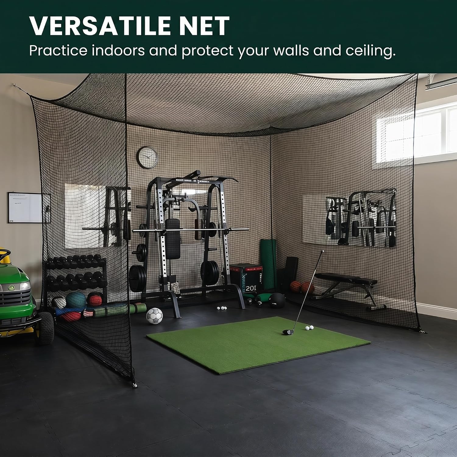 Sports Netting,Golf Practice Net Hitting Net Large | with 33ft Rope/4 hooks/12 elastic ropes, also for Hockey, Soccer, LAX, Baseball, Indoor and Outdoor - Image 4