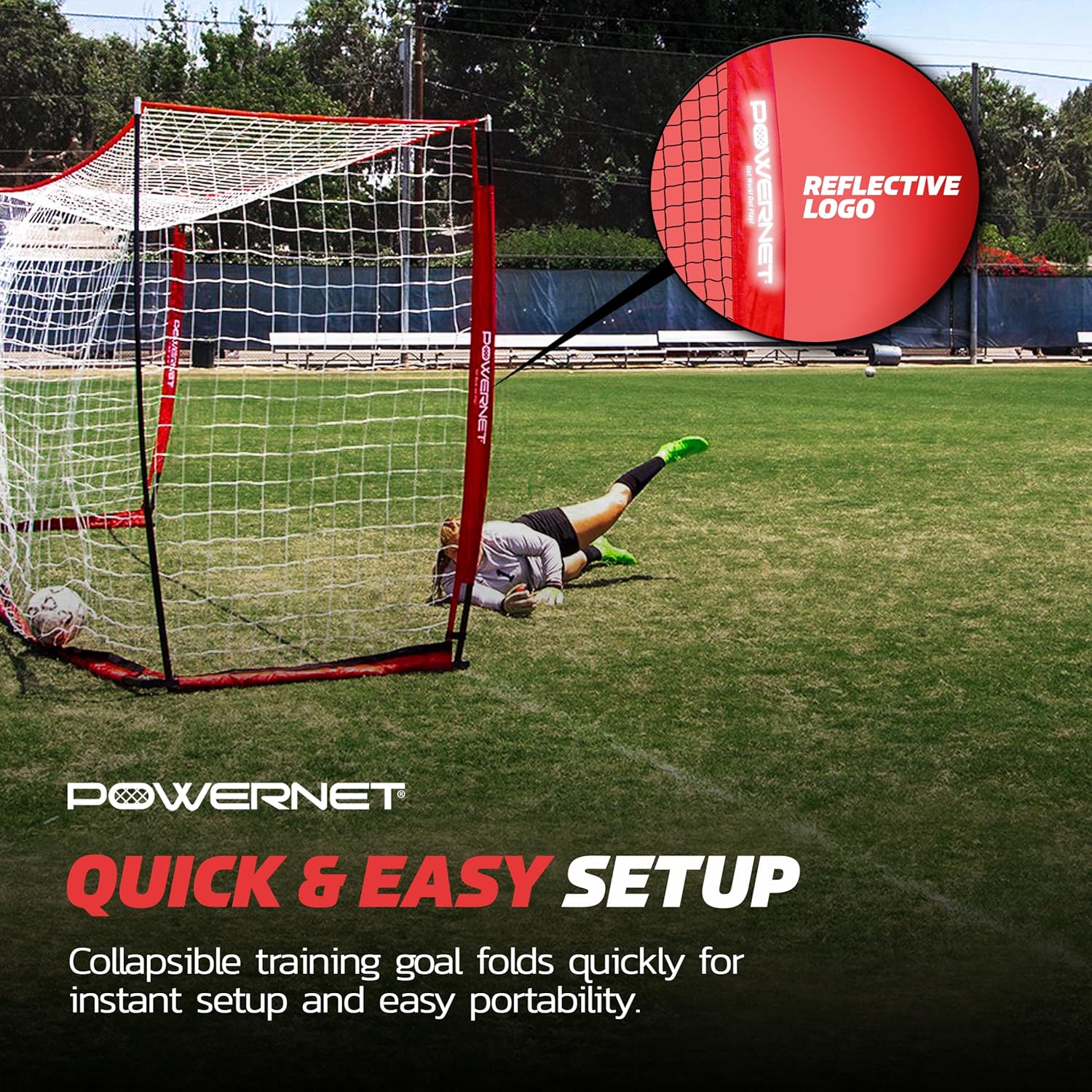 PowerNet Soccer Goal for Backyard, 3Mx2M / 6x4 / 8x4 / 12x6 / 14x7 /18.5x6.5 / 21x7 / 24 x 8 Portable Soccer Net, Sports & Outdoors Training Equipment, Quick Setup 1 Goal & Zipper Storage Bag - Image 6