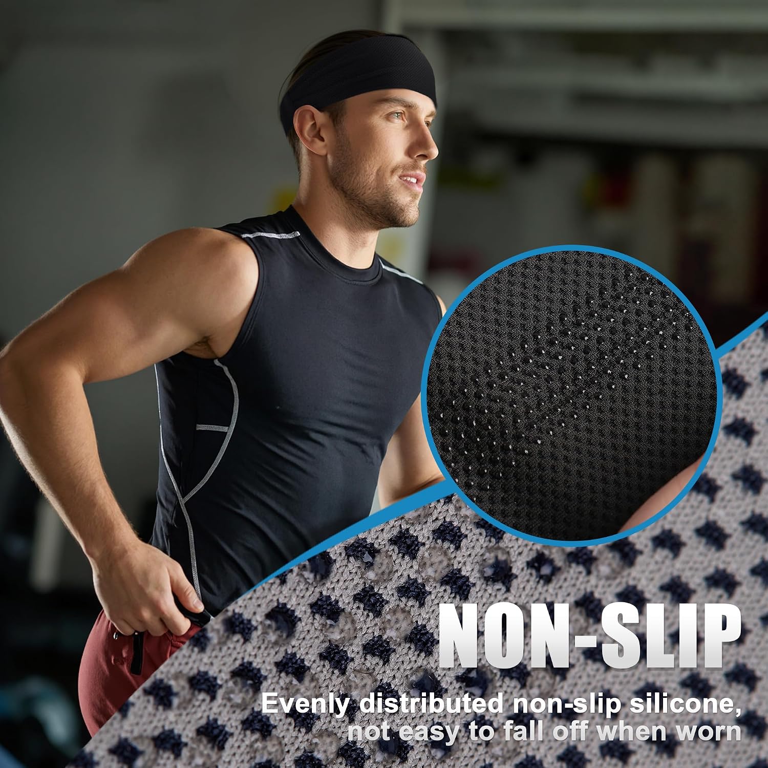 Sukeen Cooling Sports Headbands for Men: Instant Cooling Moisture Wicking Sweatbands Non-Slip Elastic Mens Headband Gym - Image 4