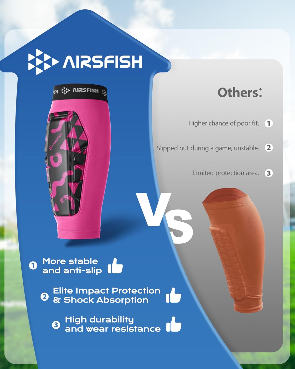 Soccer Shin Guards for Kid Youth, Protective Shin Defender Sleeve | Impact-Resistant Material | Breathable | Lightweight | Anti-slip Grip | Integrated One-Piece Tibia Protect | Machine-washable - Image 5