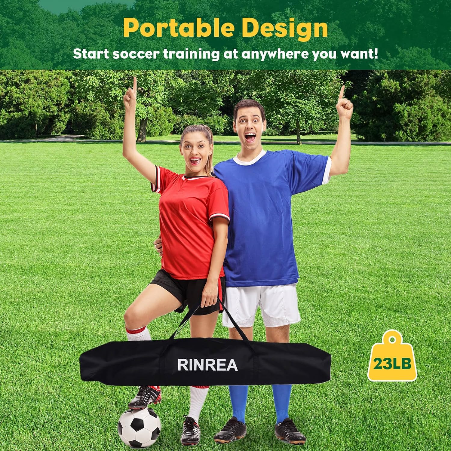 Portable Soccer Goal, Soccer Nets for Backyard with Agility Ladder | 12x6FT/14x7FT, Quick Setup & Disassemble, Stability & Durability, Team & Goalie Training, Carry Bag, Ground Nails - Image 5