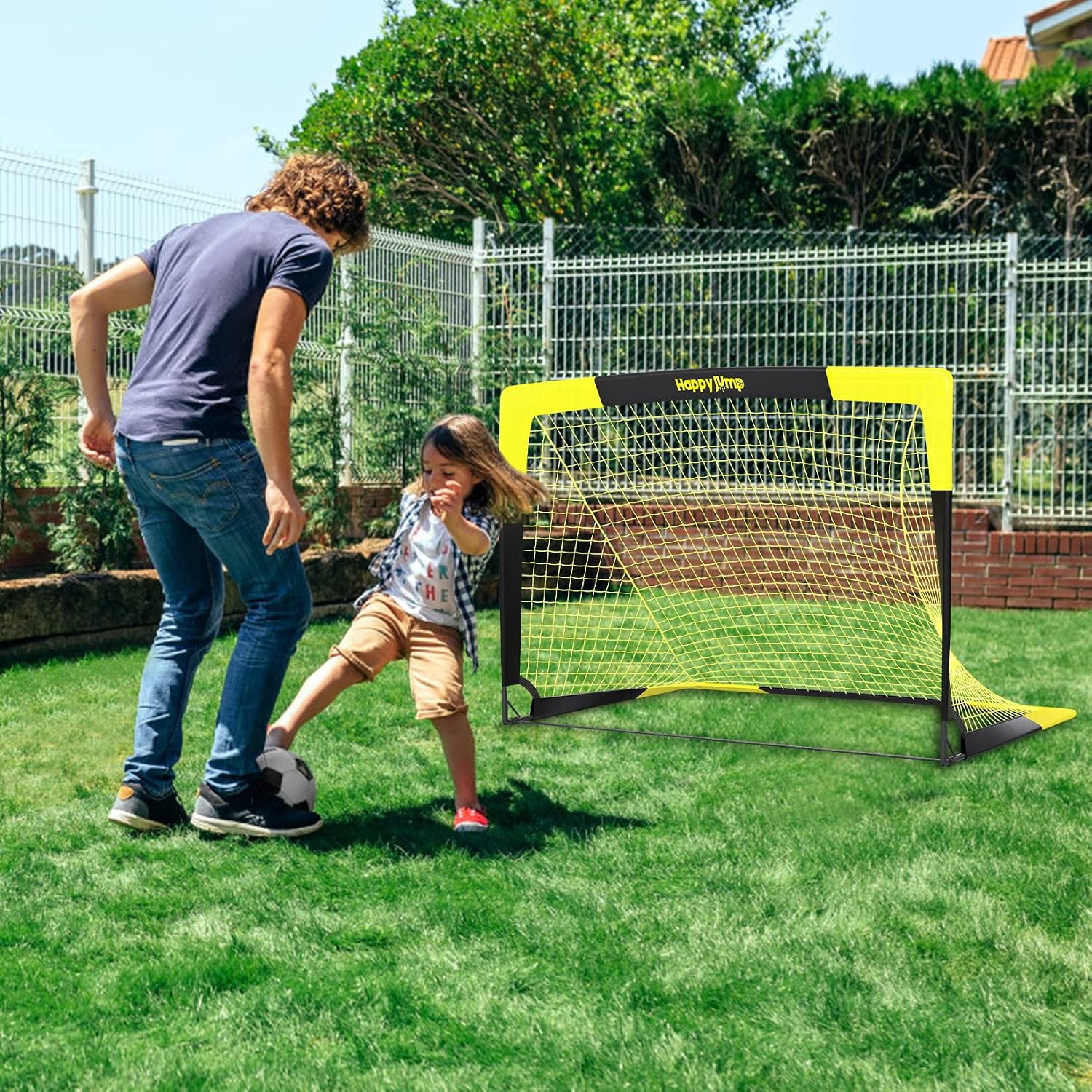 Happy Jump Portable Soccer Goal 7x5 & 5x3.6 FT, Large-Frame Training Net | Great for Kids Ages 6-14 Skill Development, Ideal for Backyard Park School Beach Indoor Outdoor, Easy Fold Durable Dacron Net - Image 2