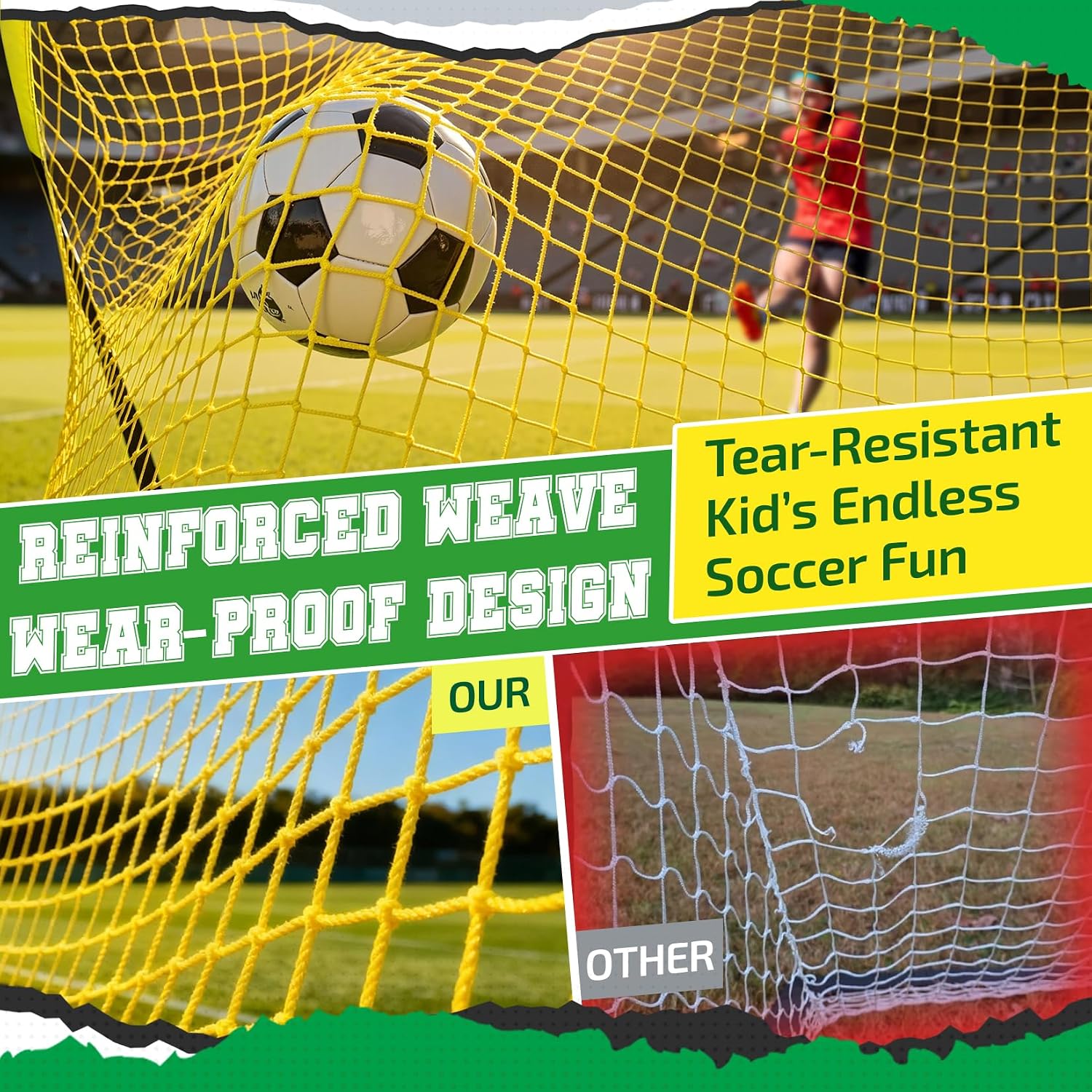 Happy Jump Portable Soccer Goal 7x5 & 5x3.6 FT, Large-Frame Training Net | Great for Kids Ages 6-14 Skill Development, Ideal for Backyard Park School Beach Indoor Outdoor, Easy Fold Durable Dacron Net - Image 8