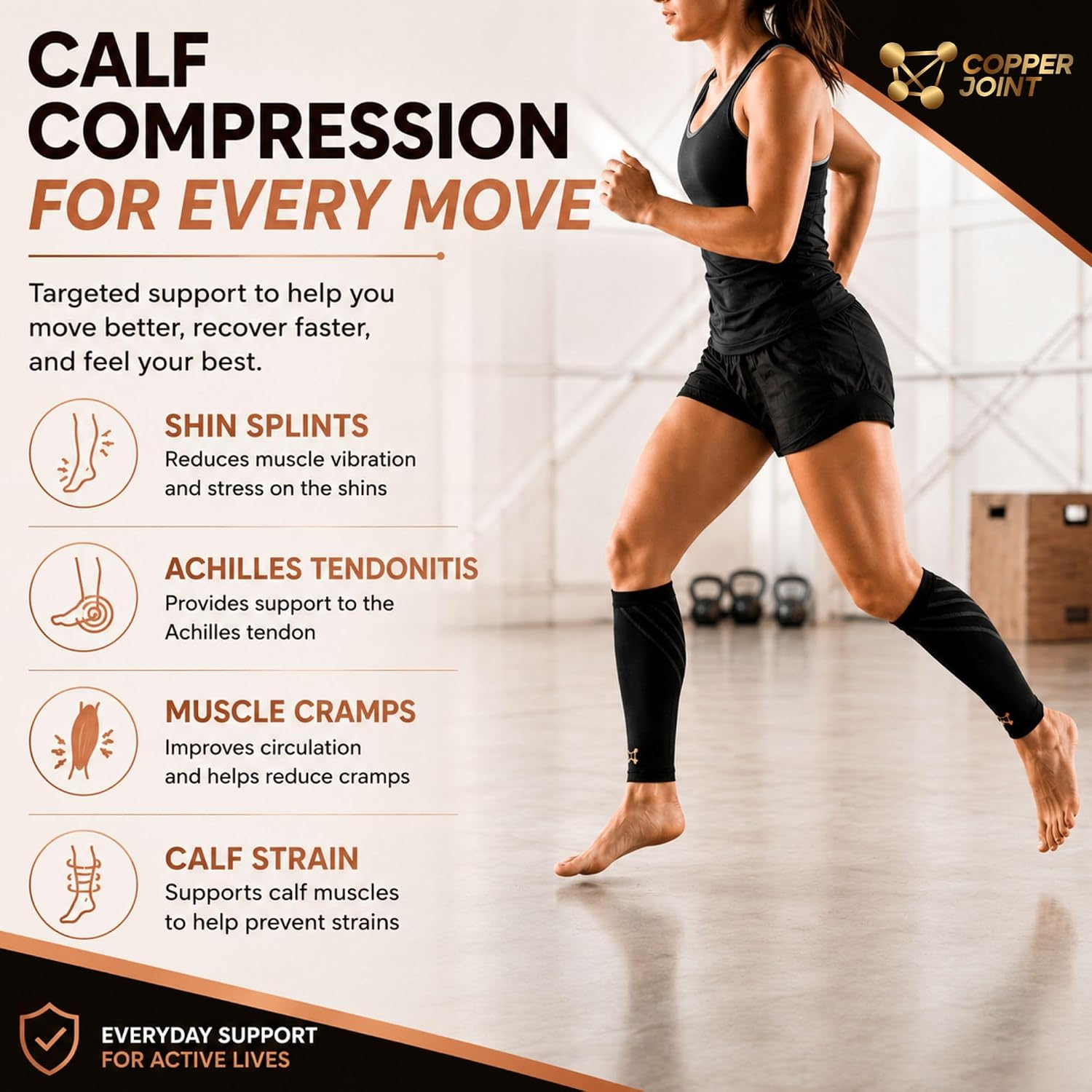 CopperJoint Calf Compression Sleeve for Men & Women Small Black-Firm Snug Fit Support for Shin Splints, Cramps, Varicose Veins-Copper Infused Nylon Pull-On Leg Sleeve for Sports & Daily Wear - Image 3