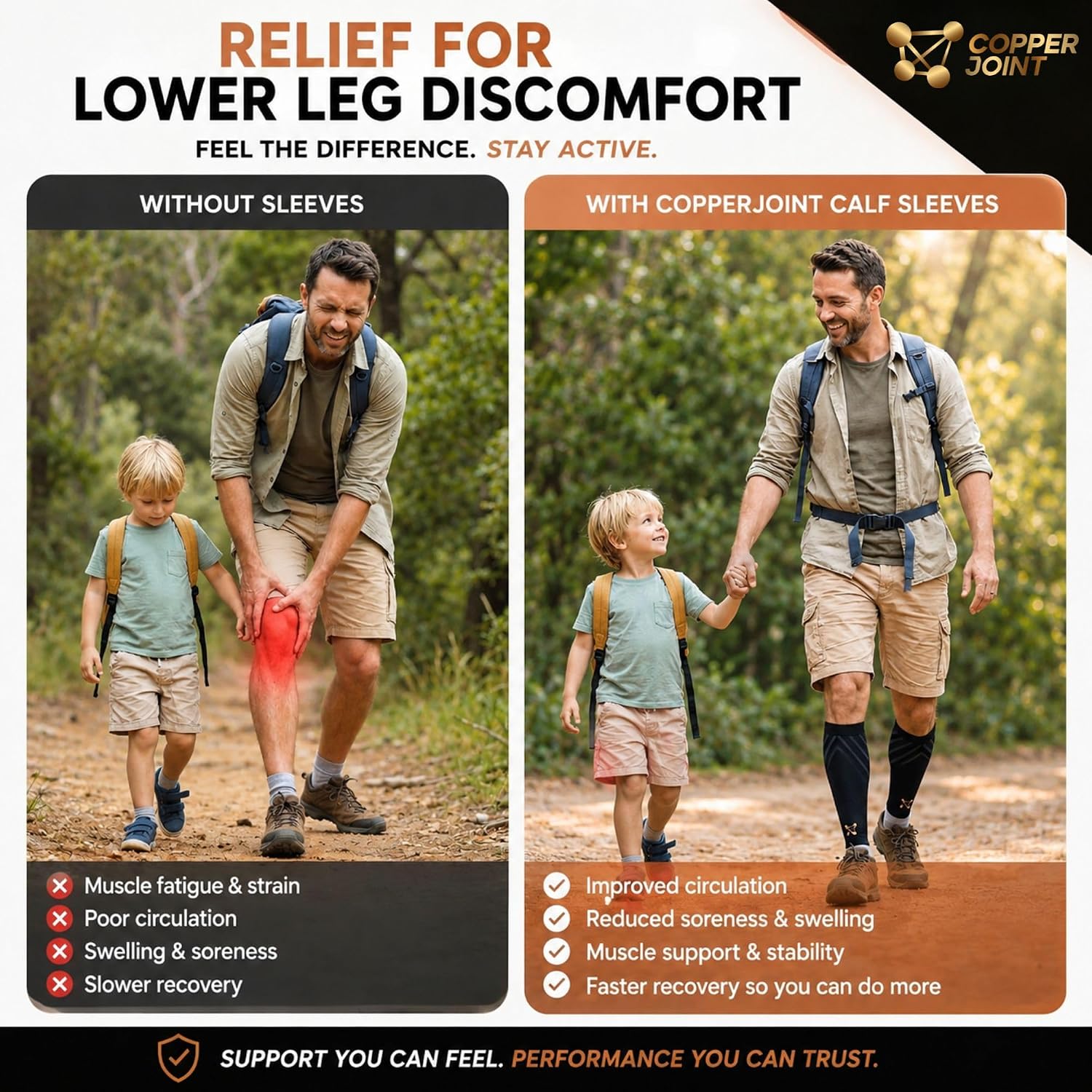 CopperJoint Calf Compression Sleeve for Men & Women Small Black-Firm Snug Fit Support for Shin Splints, Cramps, Varicose Veins-Copper Infused Nylon Pull-On Leg Sleeve for Sports & Daily Wear - Image 6