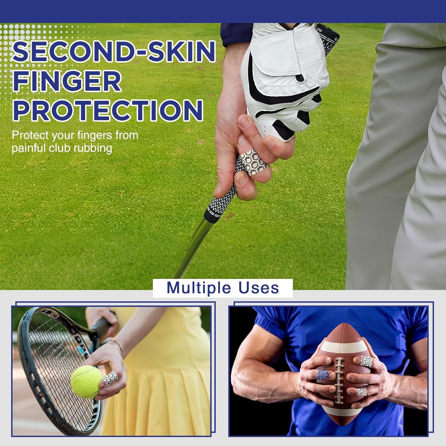OK TAPE Golf Tape for Fingers, 110 Strips, Finger Tape for Golf, Tennis | Blister Prevention Tape, Flexible, Sweatproof, Synthetic Fiber, Pre-Cut Elastic Athletic Tape (2 Rolls, Blue) - Image 3