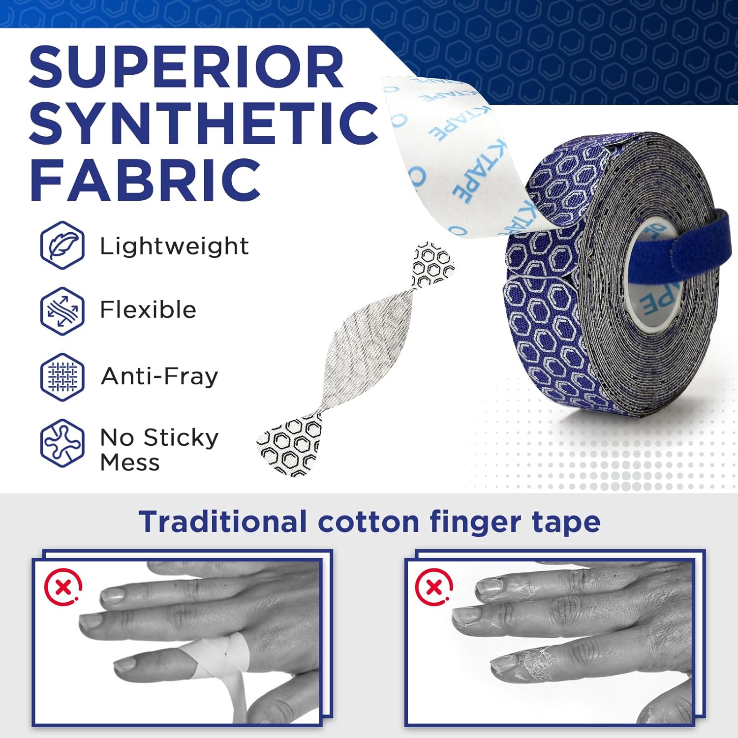 OK TAPE Golf Tape for Fingers, 110 Strips, Finger Tape for Golf, Tennis | Blister Prevention Tape, Flexible, Sweatproof, Synthetic Fiber, Pre-Cut Elastic Athletic Tape (2 Rolls, Blue) - Image 4
