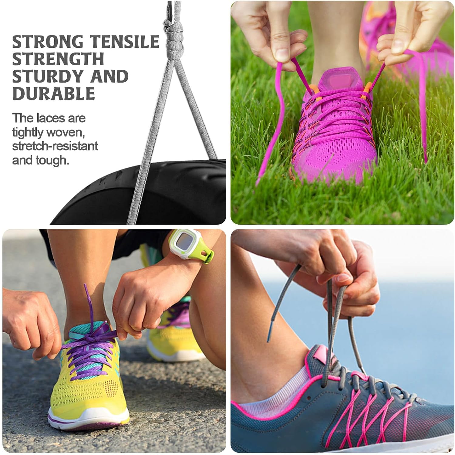 2Pair Oval Shoes laces 42 Colors Half Round 1/4" Athletic ShoeLaces for Sport/Running Shoes Shoe Strings - Image 6