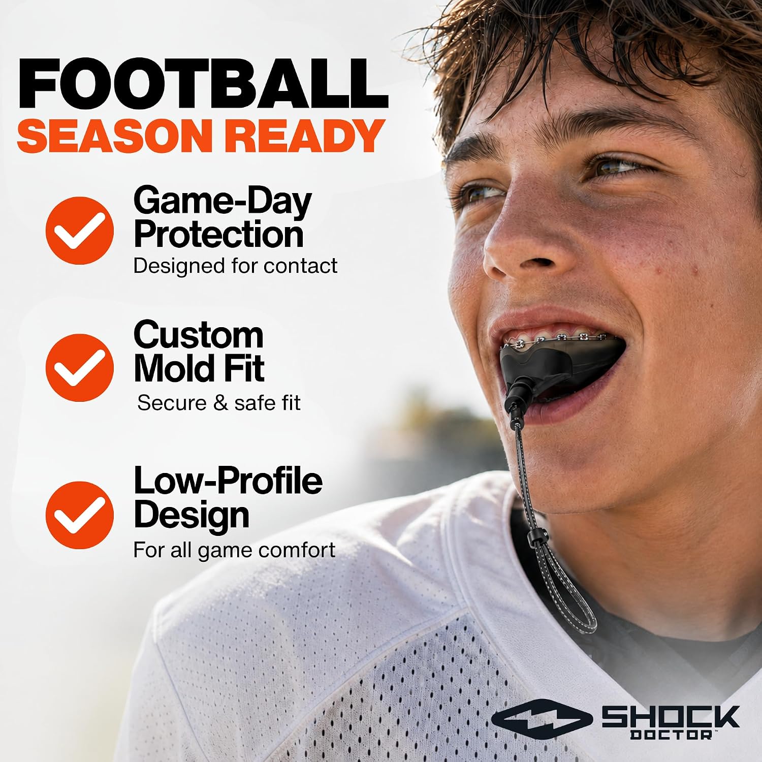 Shock Doctor Mouth Guard, Custom Fit Football Mouth Guard, Moldable Mouth Guard Boxing, Lacrosse, Hockey, MMA, Football & More, Mouthpiece, Mouthguard Sports, Adult - Strapped - Image 7