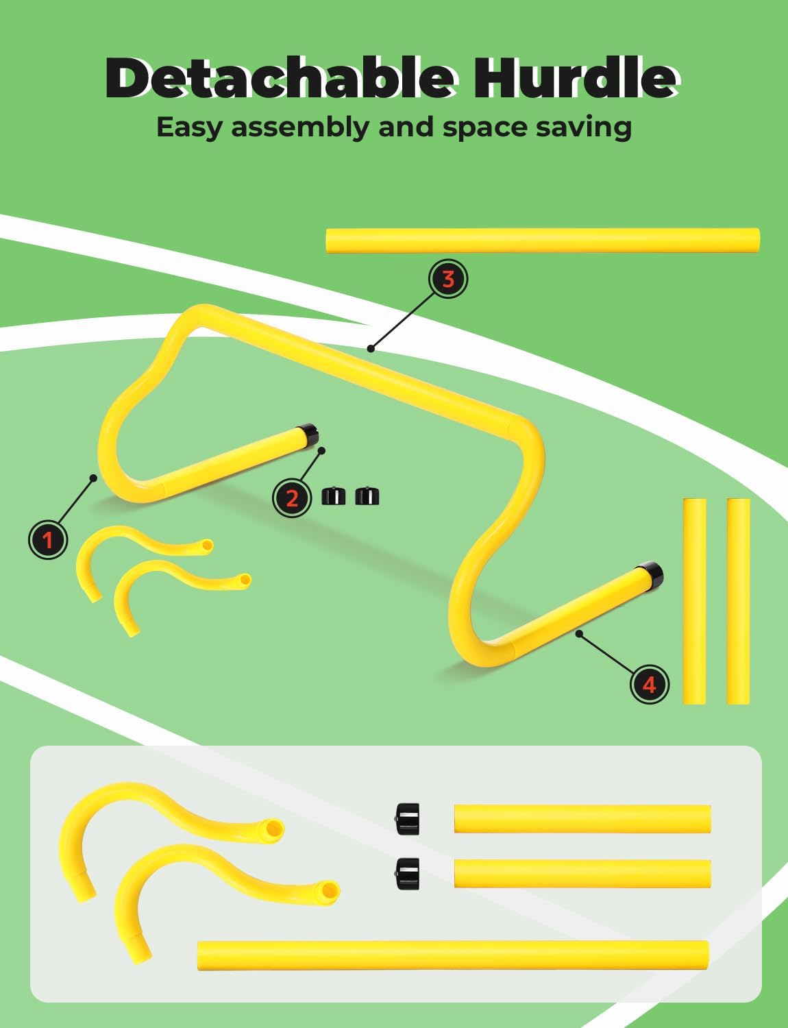 GHB Agility Hurdles 8" Speed Agility Training Hurdles | Detachable Sturdy Hurdles Training Equipment Set with Carry Bag for Kids,Athletes,Soccer,Basketball - Image 2