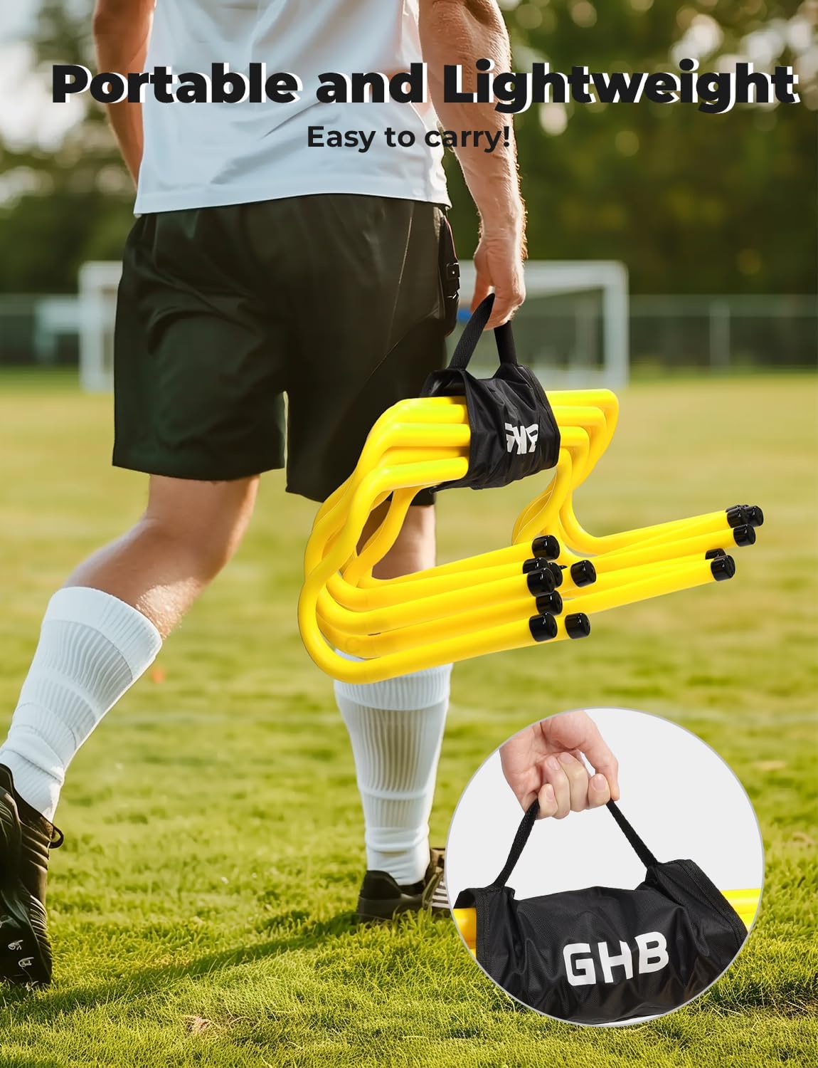GHB Agility Hurdles 8" Speed Agility Training Hurdles | Detachable Sturdy Hurdles Training Equipment Set with Carry Bag for Kids,Athletes,Soccer,Basketball - Image 4