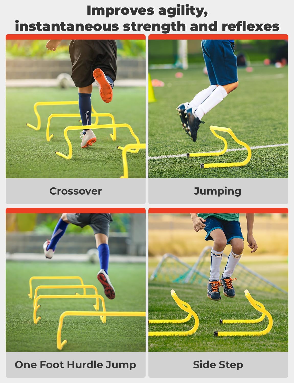 GHB Agility Hurdles 8" Speed Agility Training Hurdles | Detachable Sturdy Hurdles Training Equipment Set with Carry Bag for Kids,Athletes,Soccer,Basketball - Image 6