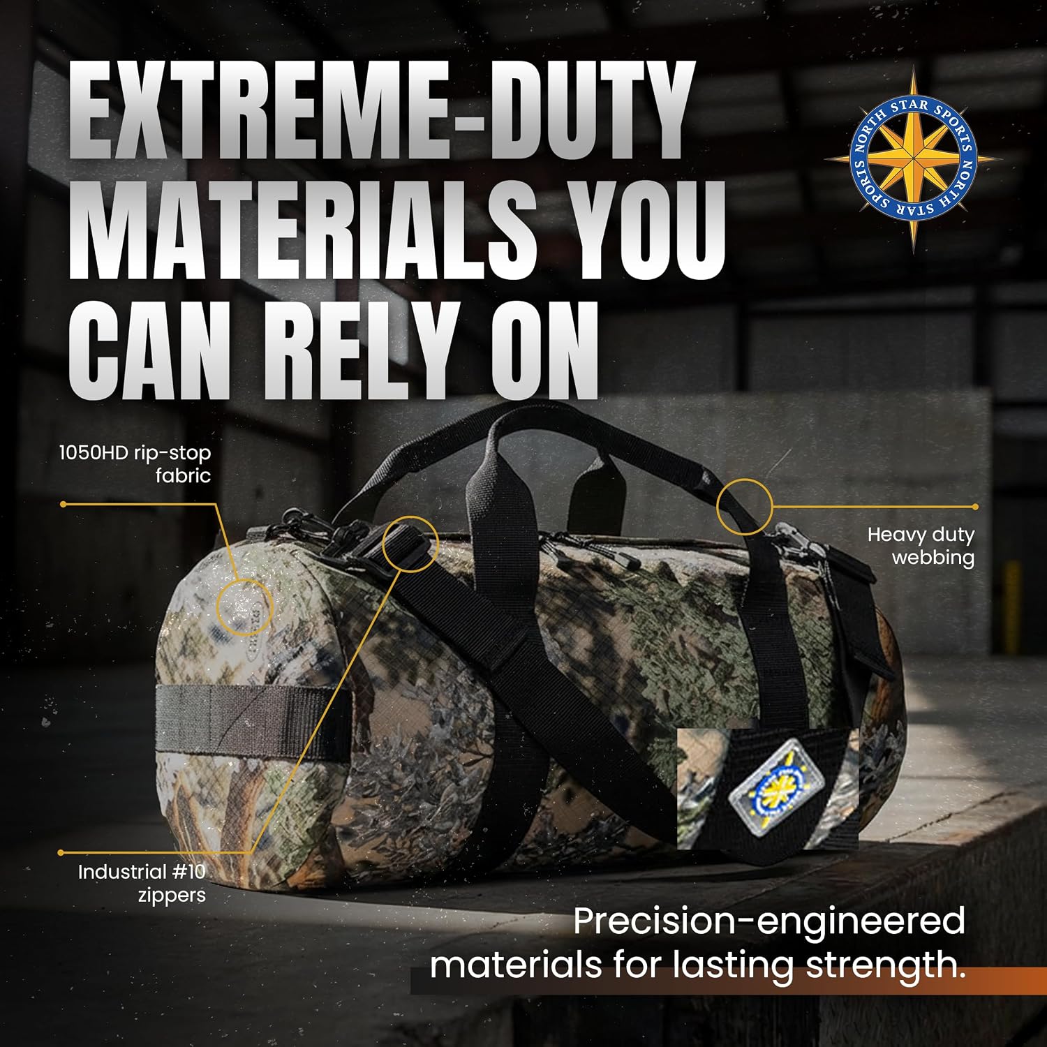 175L Extreme Heavy Duty Duffle Bag, Weatherproof Ripstop Travel Gear Bag | 1050D Diamond Weave Tuff Cloth, Double Slider Zipper, Reinforced Wraparound Straps, Side Lift Handles, Foldable Storage Wrap - Image 5