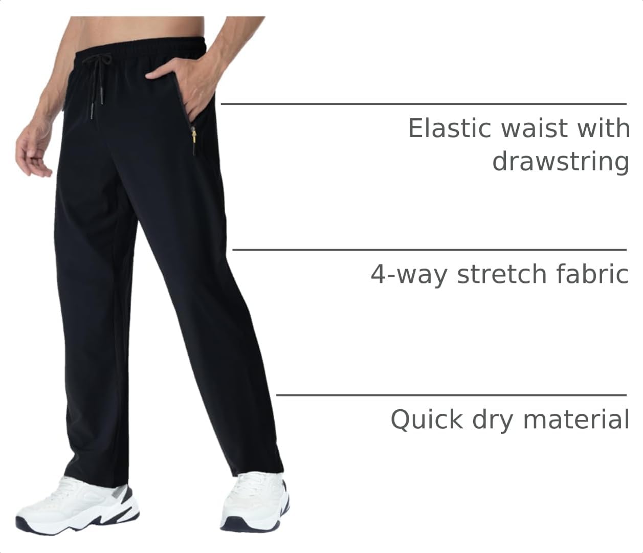 Rapoo Mens Lightweight Hiking Pants Quick Dry Stretch Joggers for Running Workout Casual - Image 4