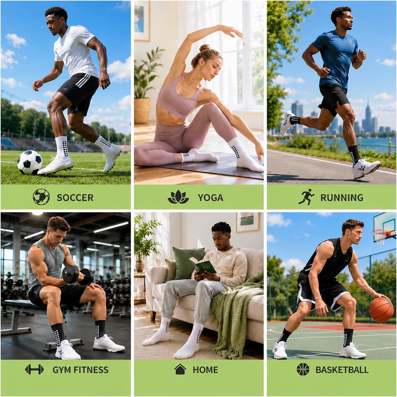 Men's Grip Soccer Socks Anti Slip Athletic Socks Non Slip Football Basketball Socks with Grip Pads2/4/6 - Image 5