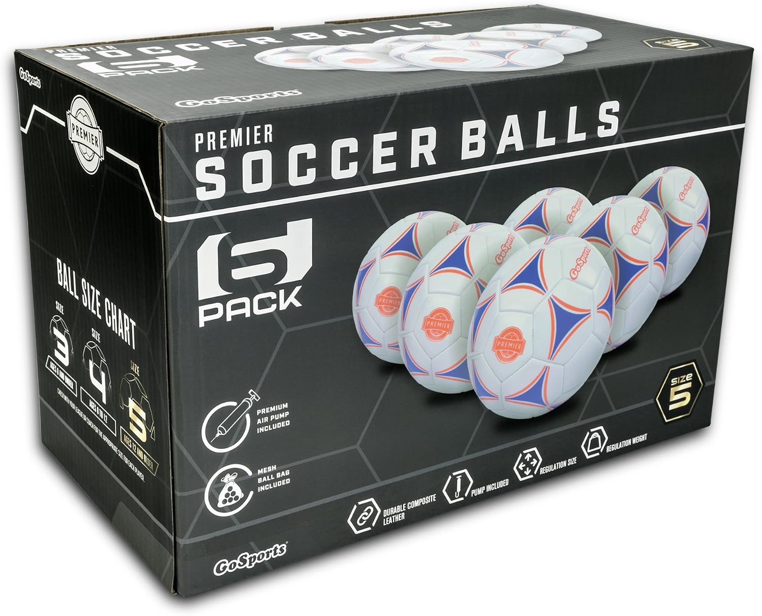 GoSports Premier Soccer Balls - Single or 6 Pack - Sizes 3, 4, 5, with Ball Pump - Image 7