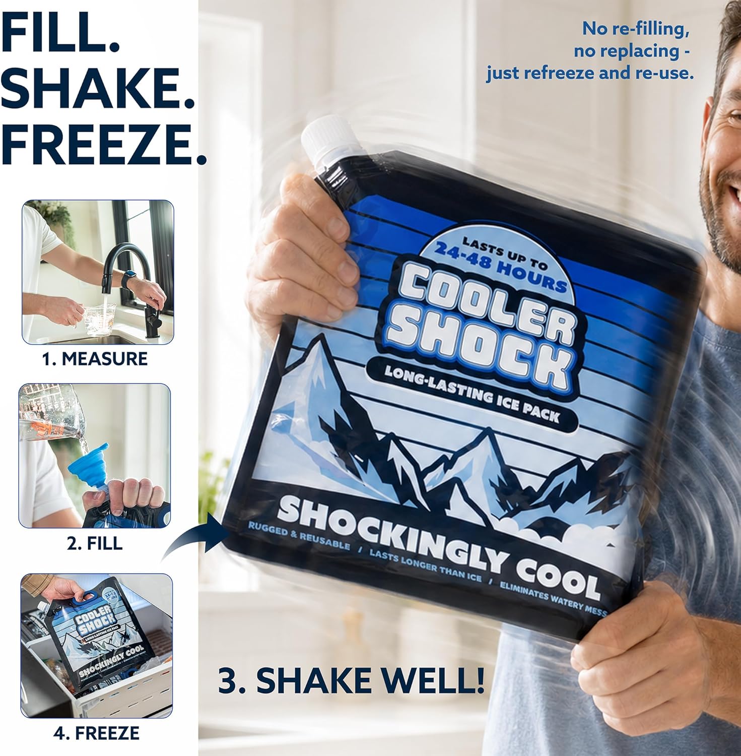 Cooler Shock Reusable Ice Packs for Cooler - Long Lasting Cold Freezer Packs for Coolers and Lunch Boxes - Cooler Ice Packs for Camping Gear, Fishing, Road Trips, Beach Must Haves - Image 6