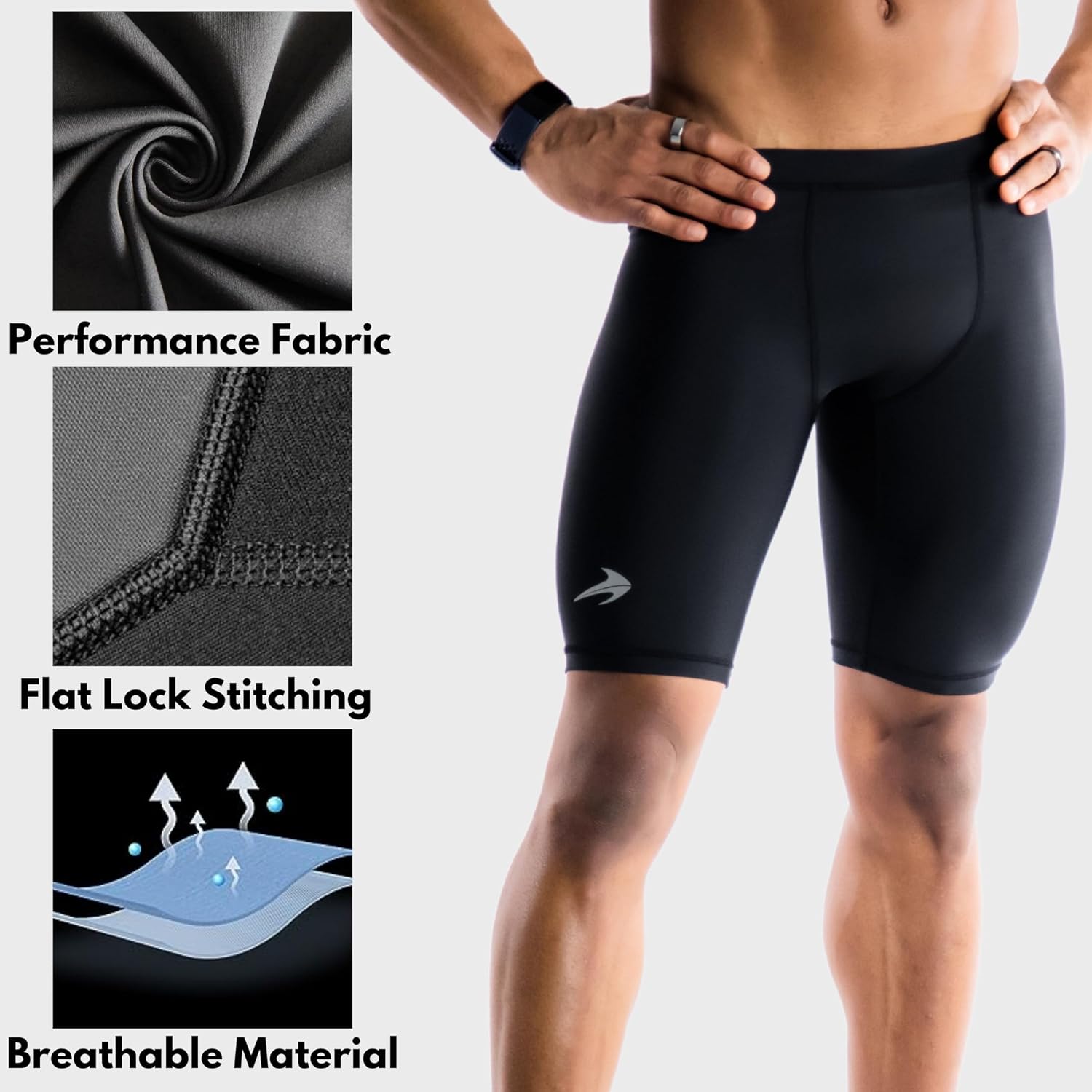 CompressionZ Men Compression Shorts for Running, Workout Baselayer Spandex | Breathable 4-way stretch underwear gym half tights, rowing, lightweight, cycling, biking, lifting - Image 4