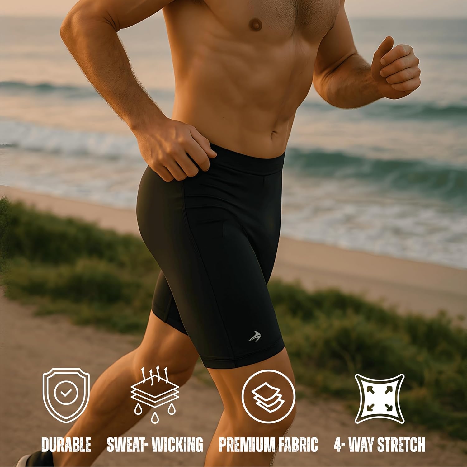 CompressionZ Men Compression Shorts for Running, Workout Baselayer Spandex | Breathable 4-way stretch underwear gym half tights, rowing, lightweight, cycling, biking, lifting - Image 7
