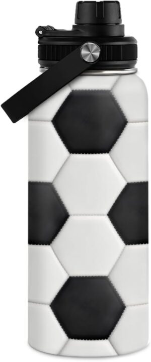 SANDJEST Soccer Water Bottle with L...