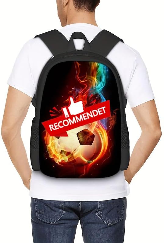 3PCS Soccer Backpack Set, 16" Lightweight Football Daypack, Soccer Ball Print Casual Laptop Backpack for Travel Camping Work (style-4) - Image 8