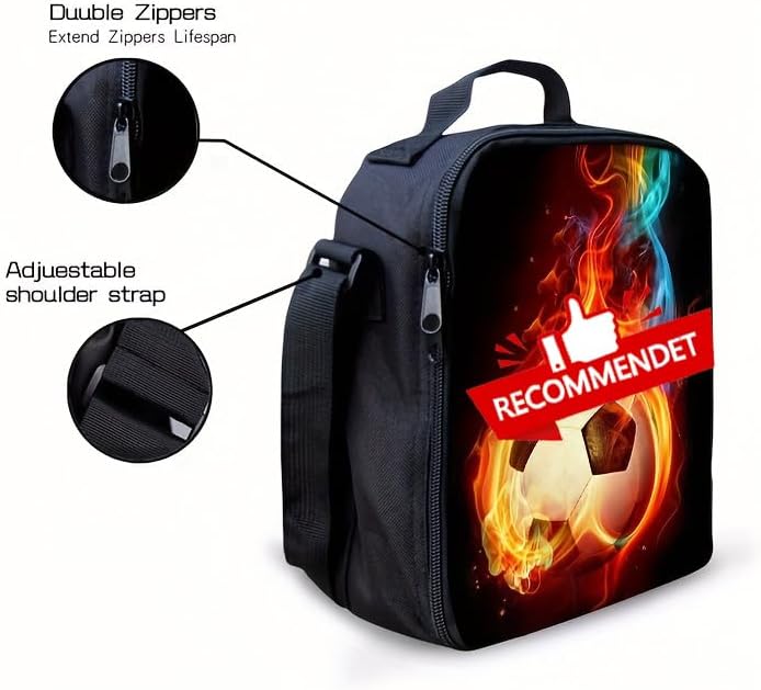3PCS Soccer Backpack Set, 16" Lightweight Football Daypack, Soccer Ball Print Casual Laptop Backpack for Travel Camping Work (style-4) - Image 6