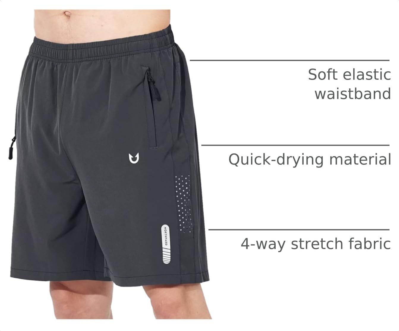 NORTHYARD Men's Athletic Running Shorts Gym Workout 7"/9"/5" Quick Dry Lightweight Sports Basketball Tennis 3 Zipper Pockets - Image 4