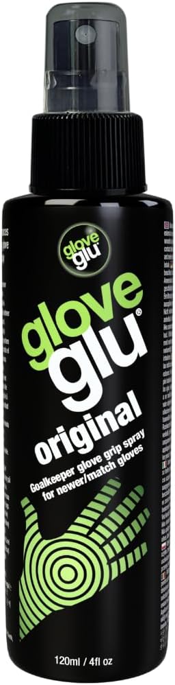 gloveglu Original Goalkeeper Glove Grip Spray | Ultimate Football Goalie Grip Booster for Match | Enhances Catching Control, Revives Latex Grip | Ideal for Football Training, Matches | 4.0 floz