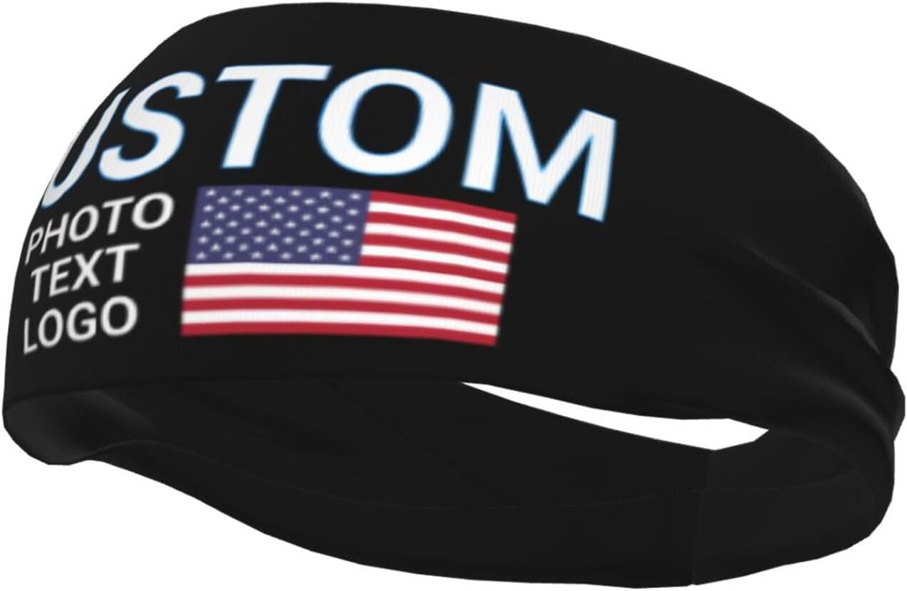 Custom Sports Headband Sweatband Bandana Add Your Photo Logo Text Number, Bulk Customized Unisex Sports Moisture Wicking Breathable Elastic - Image 2