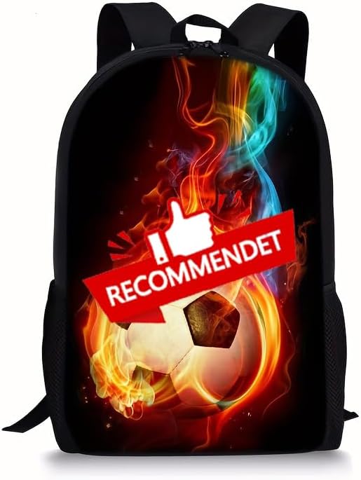 3PCS Soccer Backpack Set, 16" Lightweight Football Daypack, Soccer Ball Print Casual Laptop Backpack for Travel Camping Work (style-4) - Image 5