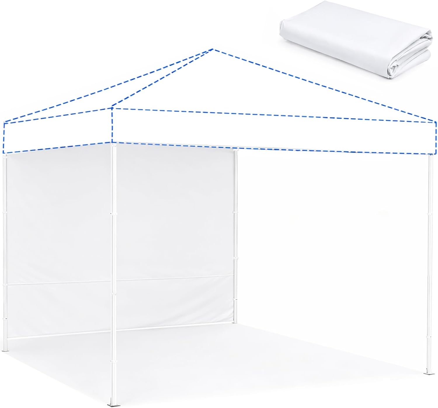 10 x 10 Canopy Sidewall, 1 Pack Pop Up Canopy Wall Panel, White | Sidewall Only, Fits 10x10 Straight Leg Frames, 300D Oxford Fabric, Zipper Connections, Hook & Loop Straps