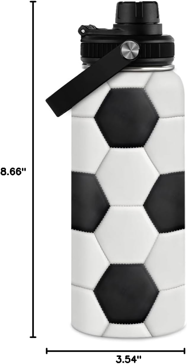 SANDJEST Soccer Water Bottle with Lid - 32oz Insulated Stainless Steel Sport Bottles - Men Soccer Player Fan Coach - Image 9