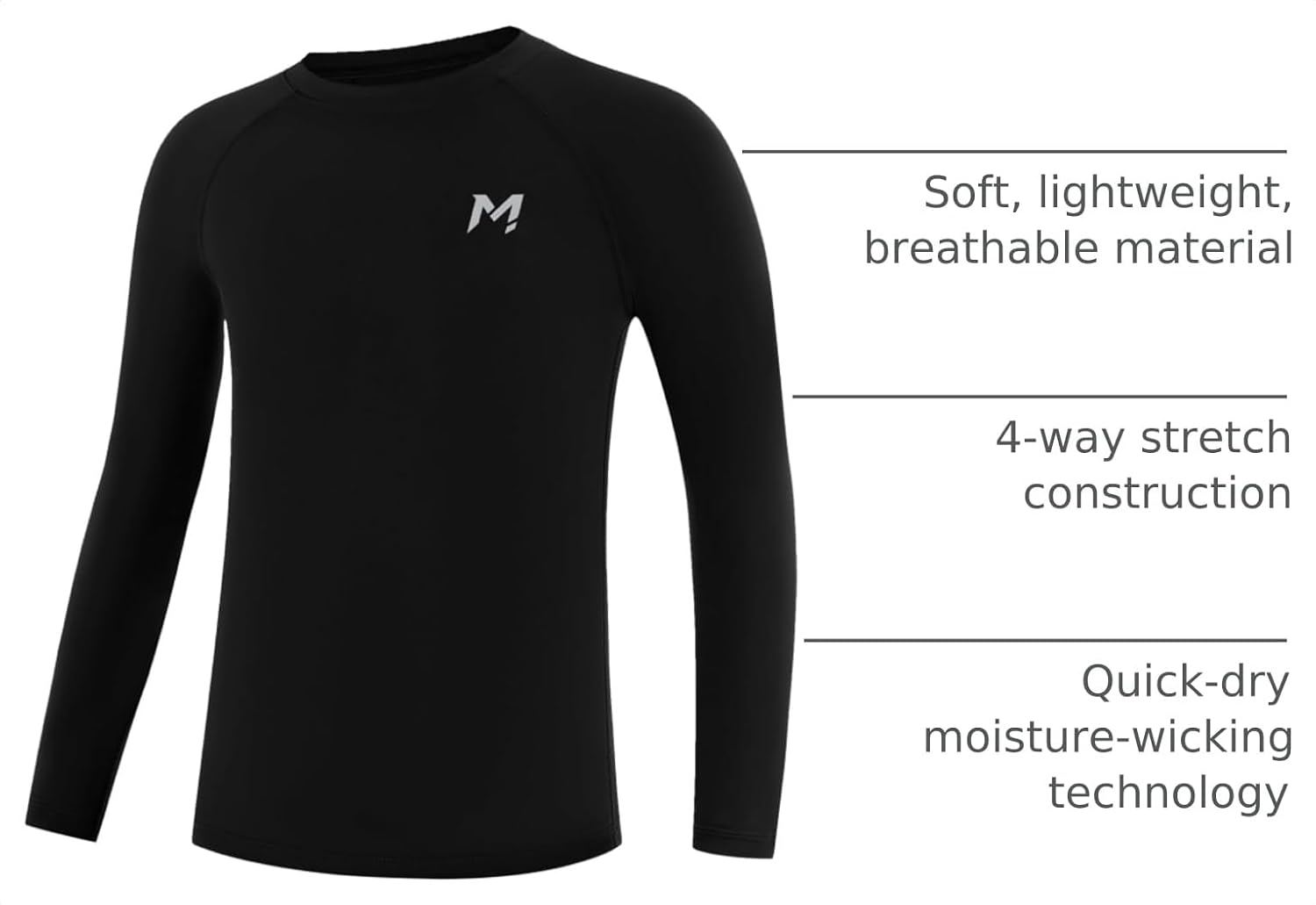 Moozava Boys Compression Shirt Long Sleeve Quick Dry Youth Undershirt Football Baseball Kids Athletic Soccer Base Layer Tops - Image 4
