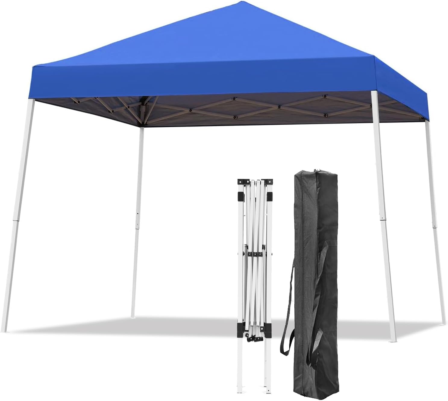 10x10FT Slant Leg Pop Up Canopy Tent, Portable Outdoor Shelter | 10x10FT Base 8x8FT Top, Adjustable Heights, Instant Shelter with Carrying Bag for Patio Deck Garden and Beach
