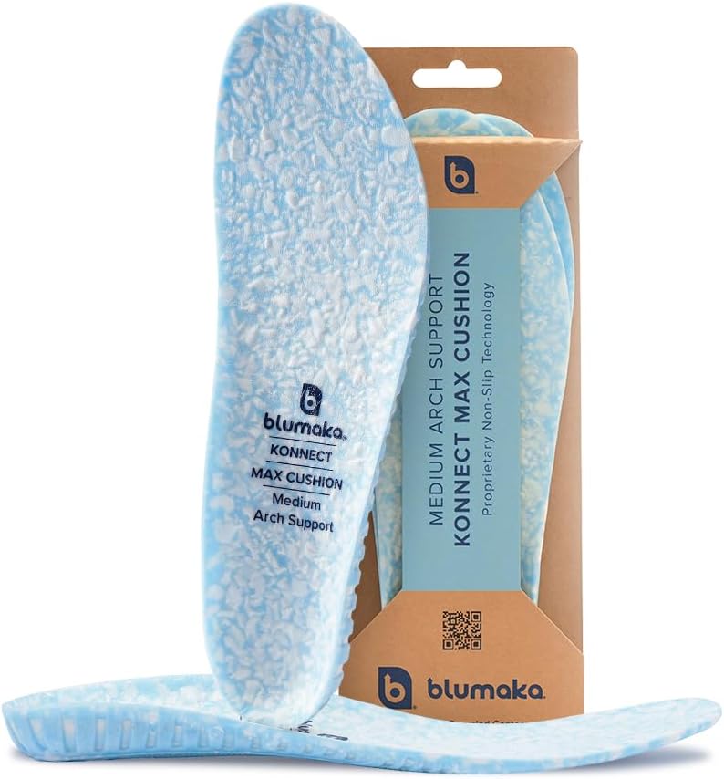 Blumaka Nonslip Football Performance Insoles for Men and Women - Football Cleat Grip System, Locks Foot for Faster Cuts and Speed, Arch Support (Medium Arch Support, Men’s 8-8.5 | Women’s 9-9.5)