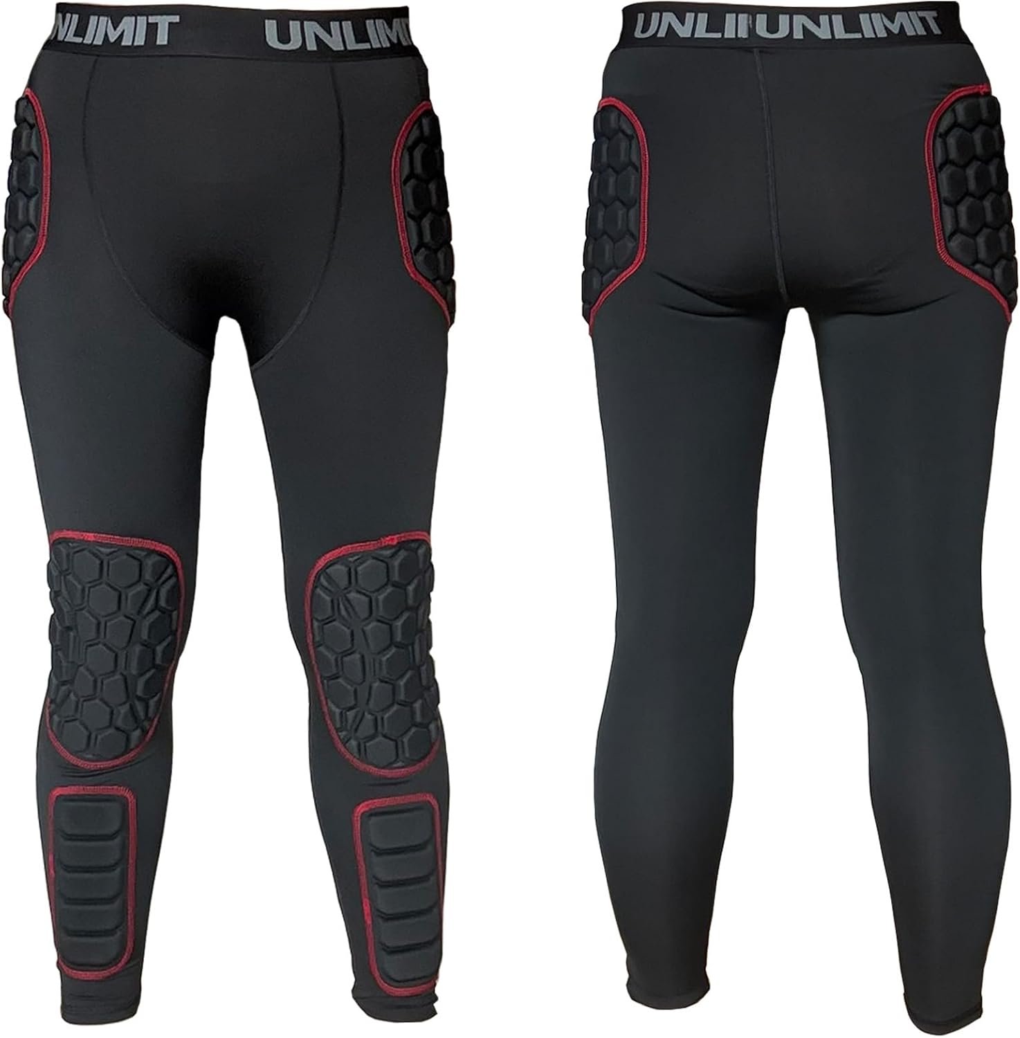 Unlimit Youth Soccer Goalie Pants with Hip, Knee & Shin Padding – Goalkeeper Compression Pants for Training & Matches - Image 3