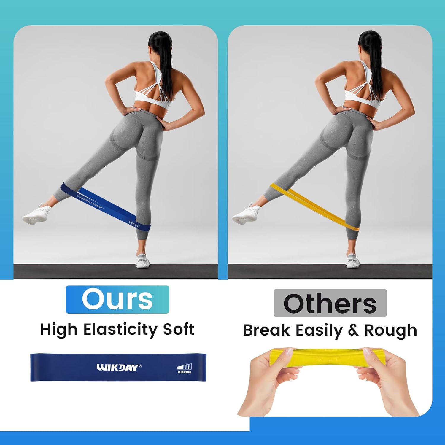 WIKDAY Resistance Bands for Working Out Exercise Loop Bands Workout Bands Set for Men Women Body Stretching, Crossfit Training, Home Workout, Physical Therapy, Booty Legs, Set of 5 - Image 5