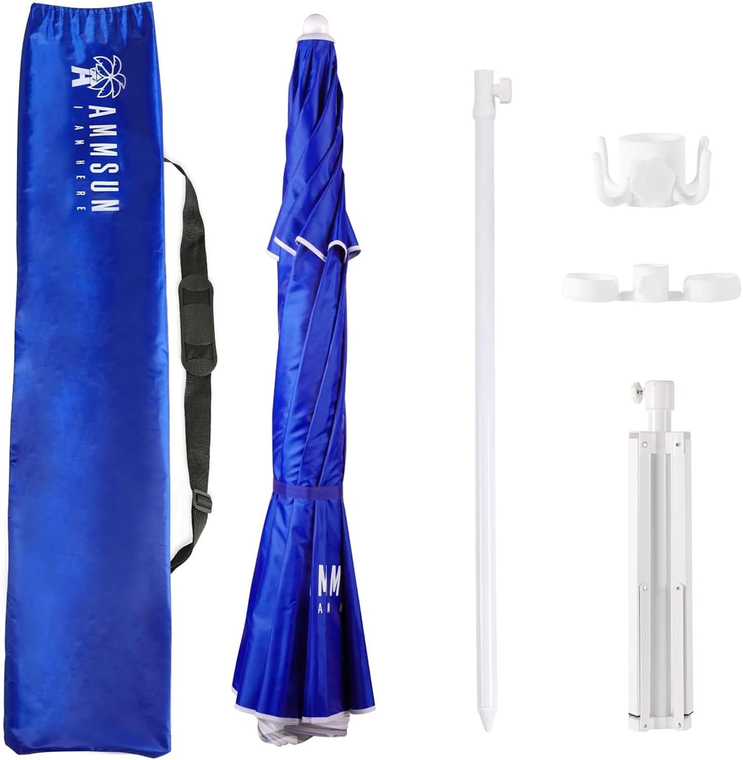 AMMSUN Shade Umbrella, Premium Portable Umbrella with Stand, 6.5ft Lightweight Free Standing Canopy for Sporting Games, Adjustable Instant Sun Protection and Easy to Carry, Blue - Image 6