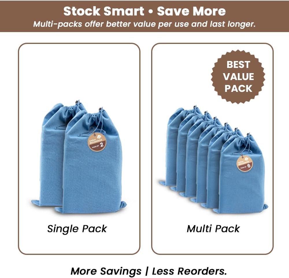 LFH Cotton Rich Shoe Storage Bags with Drawstring, Breathable Reusable Organizer, Perfect For Travel, Dorm, Hotel, College, Gym, Easy to Carry, Machine Washable 12"x17" (Pack of 2) - Sky Blue - Image 10