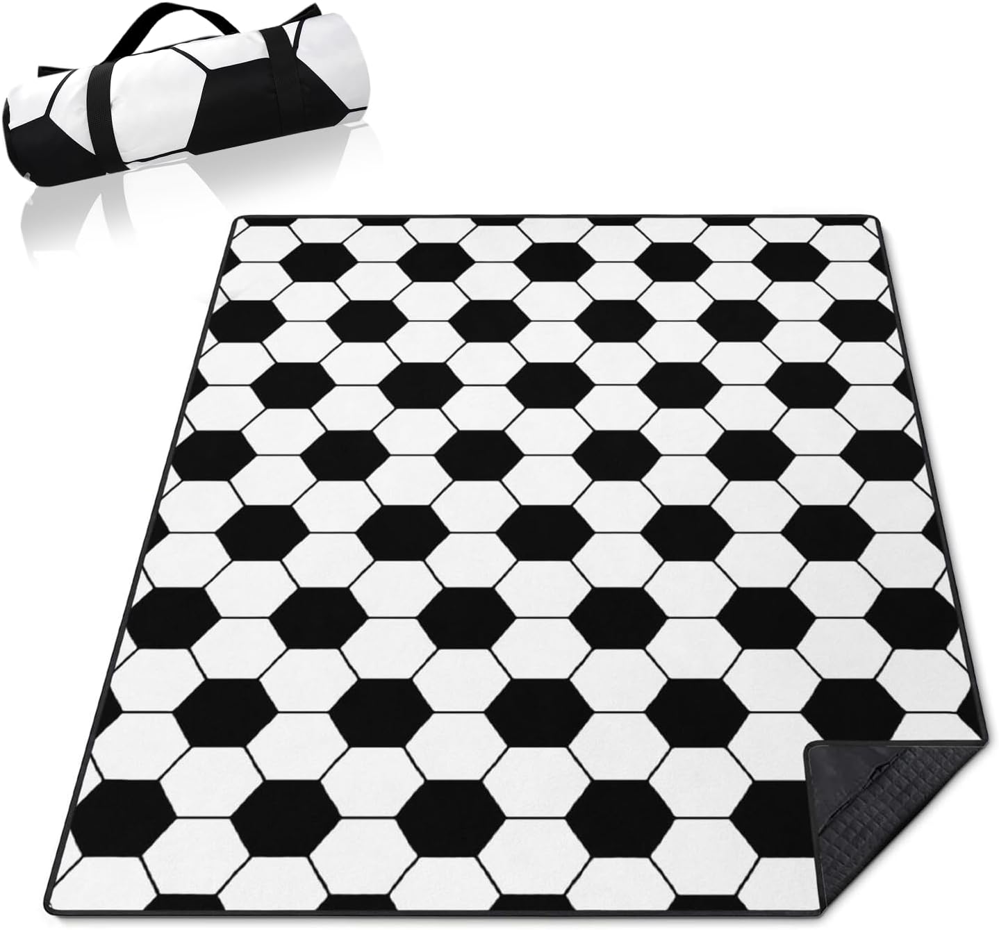 Soccer Blankets Waterproof Foldable,60''x80'' Portable Dual Layers Outdoor Travel Camping Backpacking Hiking Beach Blanket Mat for Grass Padded Lawn Park Beach,Soccer Picnic Accessories
