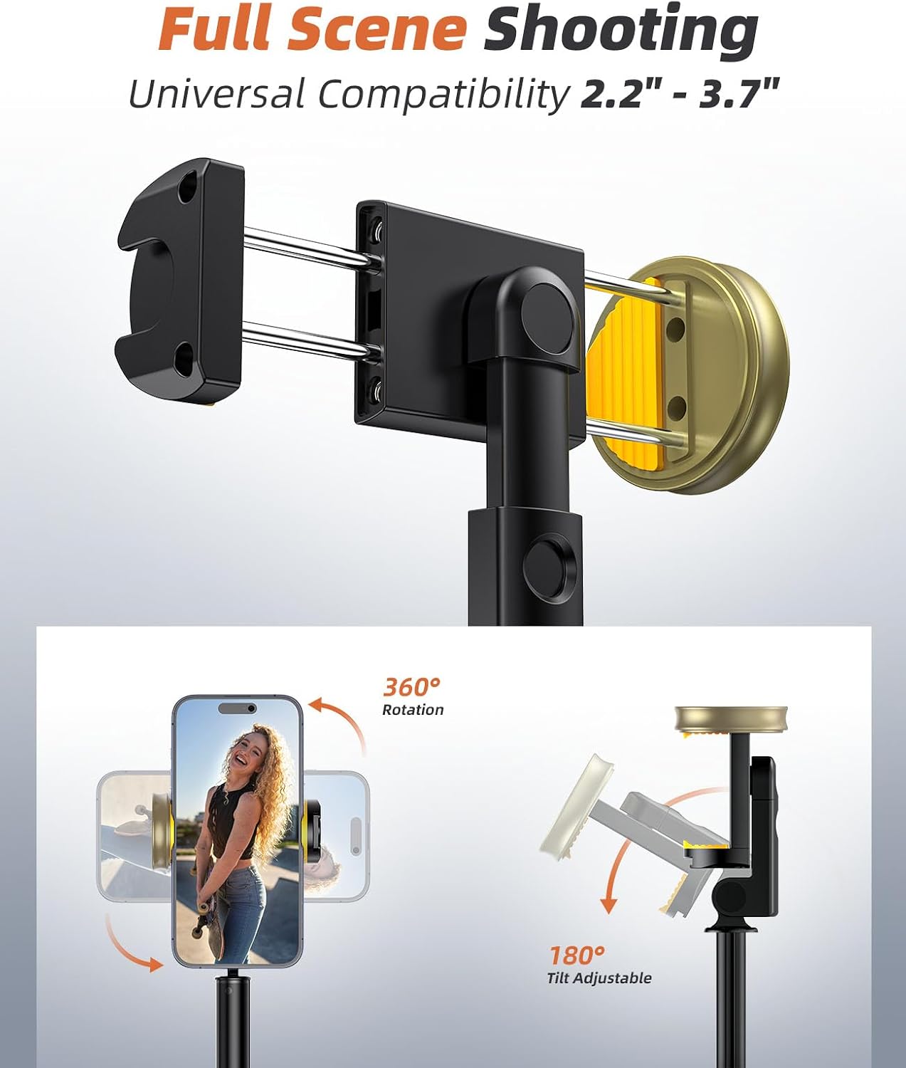 Phone Tripod & Selfie Stick with Remote, Portable Travel Phone Stand for Video Recording Vlog, Extendable Cell Phone Holder Compatible with iPhone Android, Black, 62" - Image 5